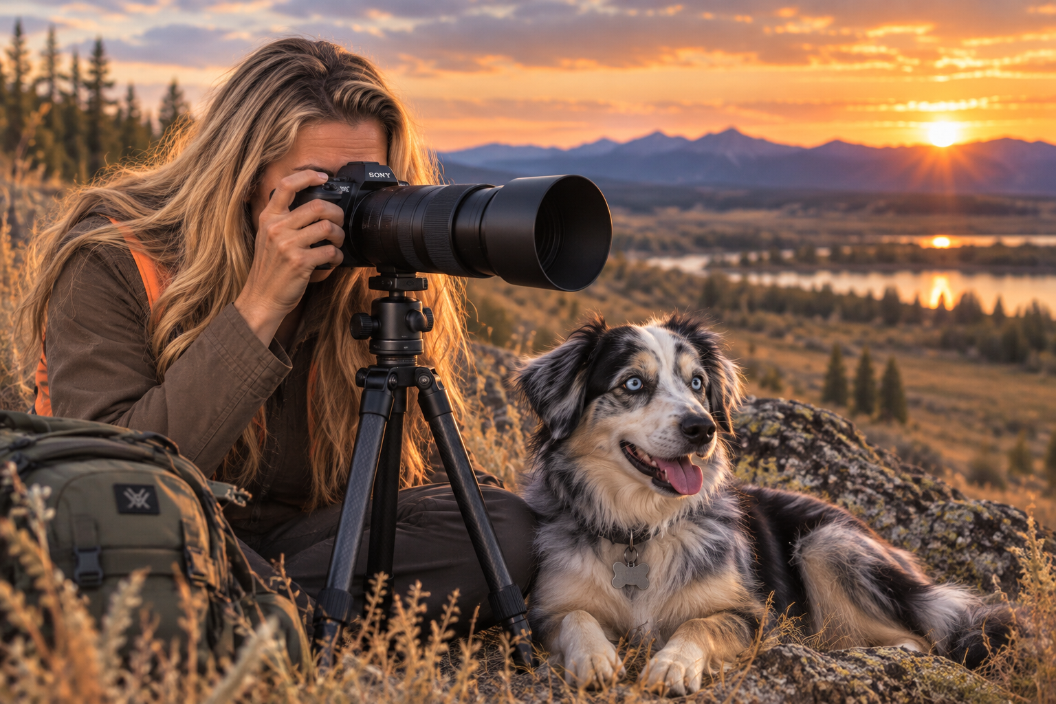 Laine Barrett wildlife photographer with Blue